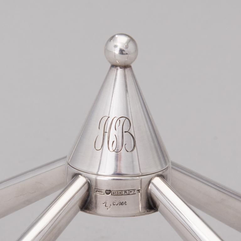 ANNA-GRETA EKER, LJUSSTAKE. 813 silver. Auran kultaseppä Åbo 1965.