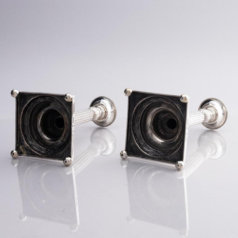 A pair of Swedish 18th century silver candelsticks, marks of Pehr Zethelius, Stockholm 1797.