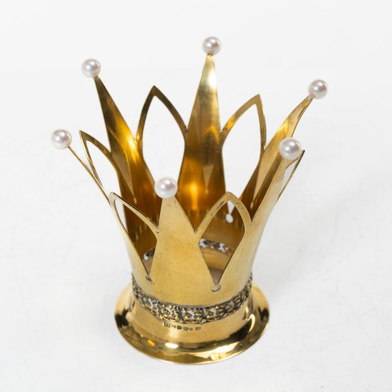 A silver gilt bridal crown, mark of Ceson Guldvaru Ab, Gothenburg 1965.
