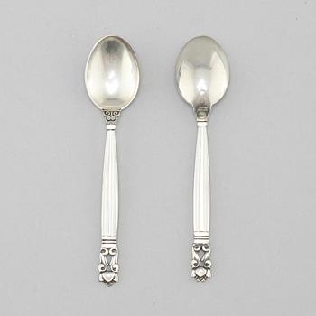 14 silver coffeespoons, "Konge/Acorn", Georg Jensen, Köpenhamn.