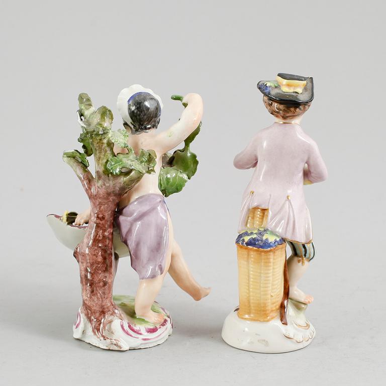 FIGURINER, 2 st, porslin, 1700-tal.