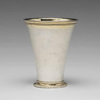 251. A Swedish 18th century parcel-gilt silver beaker, mark of Lucas van der Hagen, Stockholm 1726.