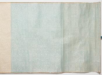 A long scroll painting after Zhao Yong (Zhao Zhongmu 1289-1369), ink and colour on paper and on silk, Qing dynasty.