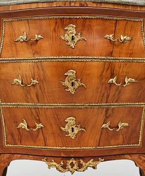 A Swedish Rococo 18th century commode attributed to Lars Nordin, master 1743.