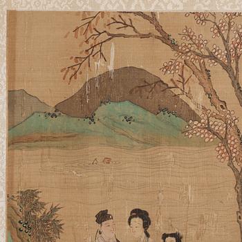 Two album pages, ink and colour on silk, Qing dynasty, 18th century.