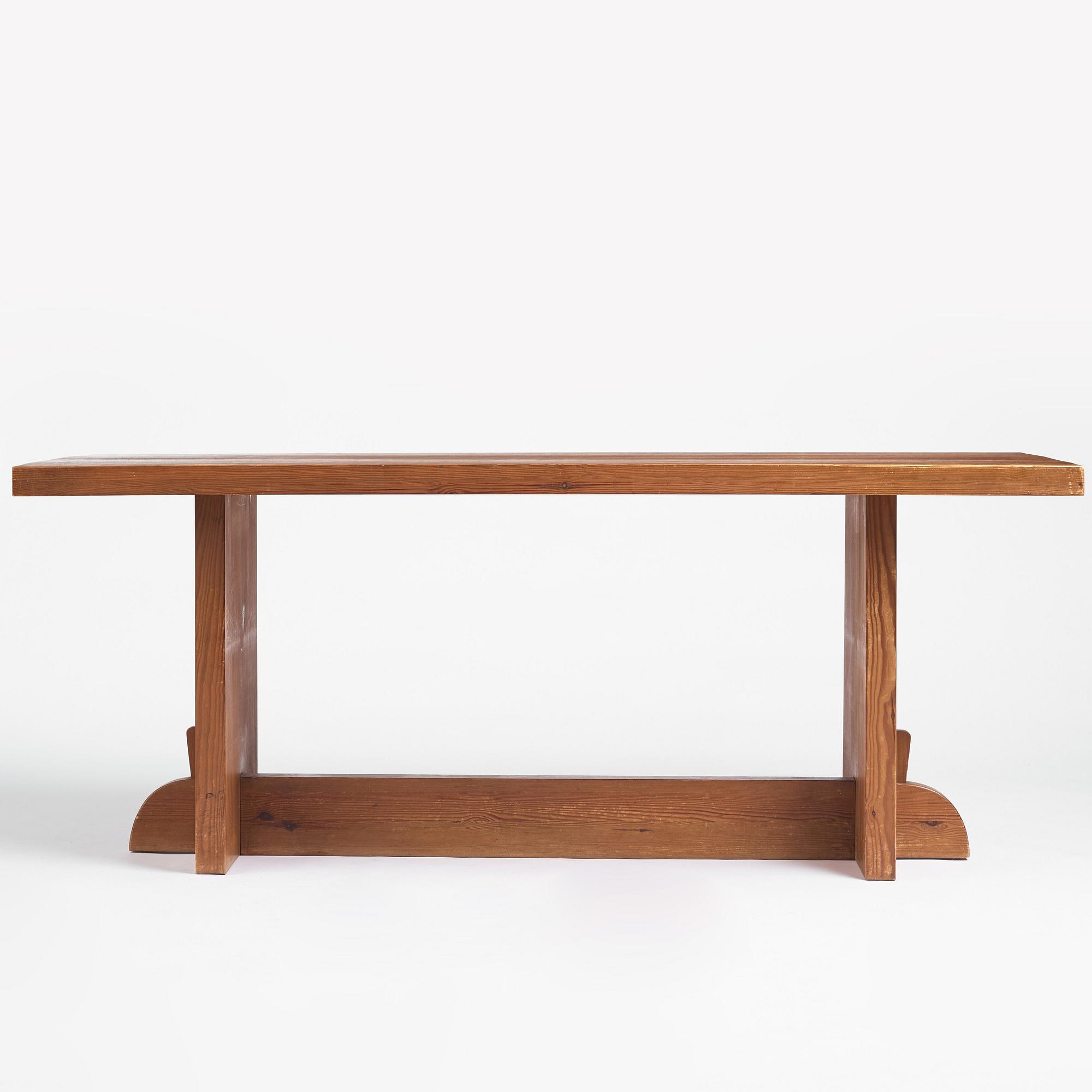Axel Einar Hjorth, a 'Lovö' stained pine dinner table, Noriska Kompaniet, Sweden 1930s.