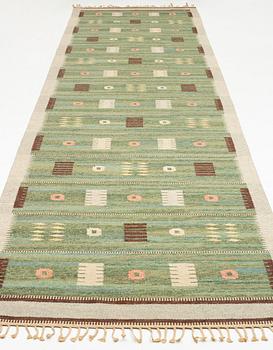 Carl Dangel, a carpet, flat weave, ca 507 x 138 cm, signed CD.