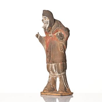 A sculptured pottery figure of a foreigner, Wei/Sui dynasty.