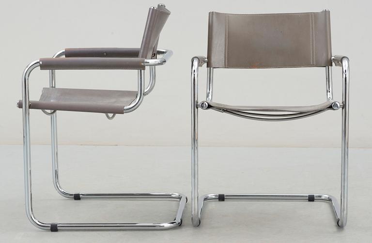 KARMSTOLAR, ett par, Bauhaus typ, 1900-talets andra hälft.