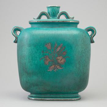 WILHELM KÅGE, an 'Argenta' stoneware  lidded vase from Gustavsberg, 1948.