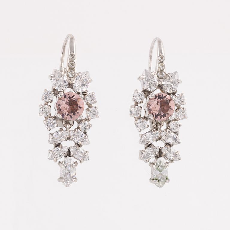 Prada, a pair of rhinestone and strass earrings.