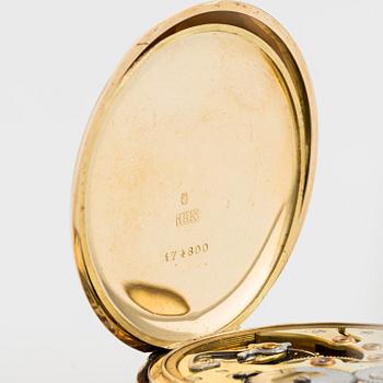 Zenith, fickur 18K guld, kedja 18K guld, savonett, 51,5 mm.