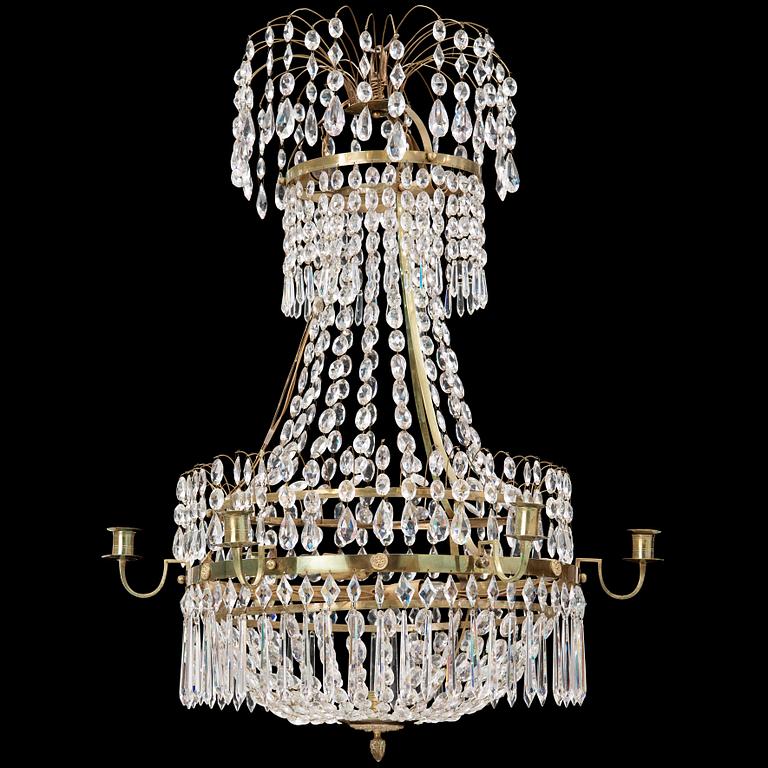 A late Gustavian early 19th century seven-light chandelier.