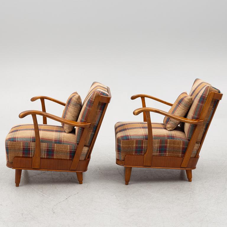 Svante Skogh, fåtöljer, ett par,- Swedish Modern, Förenade Möbelfabrikerna, Linköping, 1940-tal.
