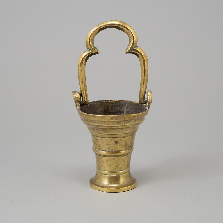 A BRONZE HOLY WATER BOWL, probably 15th/16th century.