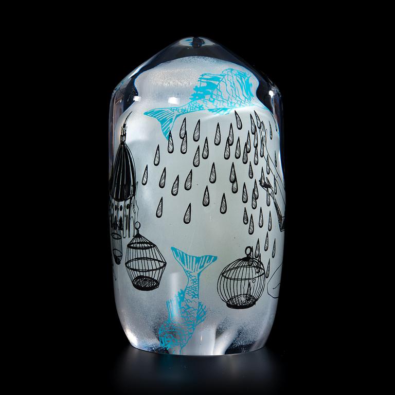 SINI MAJURI & ELLA VARVIO, GLAS SKULPTUR. Serieteckning i glas, Rengnig Stad. Sign. 2015.
