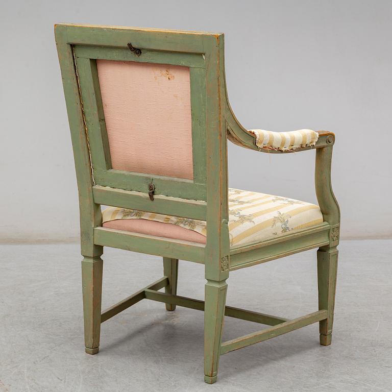 A late Gustavian armchair by Anders Hellman (master in Stockholm 1793-1825).