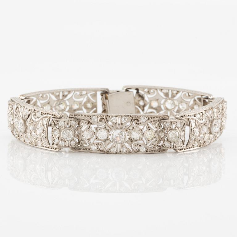 Armband platina med gammalslipade diamanter, art déco.