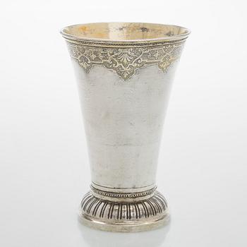 A parcel-gilt silver cup, maker's mark of Gustaf Stafhell the Elder, Stockholm 1743.