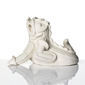 Wilhelm Kåge, a set of two stoneware sculptures of dragon puppies, Gustavsberg, Sweden 1940-50's.