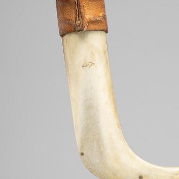 Lars Olov Parfa, two reindeer horn Sami knives, signed.