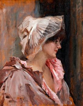 Albert Edelfelt, PARISIAN LADY IN  PEIGNOIR.