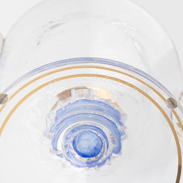 Monica Backström, a lidded glass cup, Kosta Boda, Sweden, numbered 1/25.