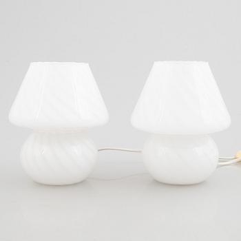 A pair of table lamps, Murano, Italy, 1970's/80's.