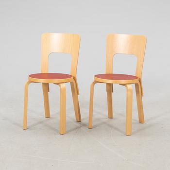 Alvar Aalto, a pair of model 66 chairs, Artek 2008.