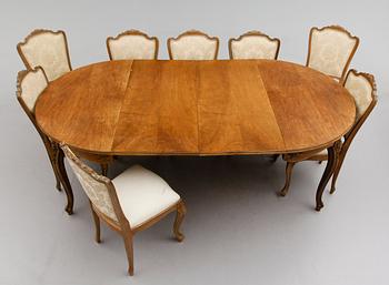 MATGRUPP, 9 delar, rokokostil, 1900-talets mitt.