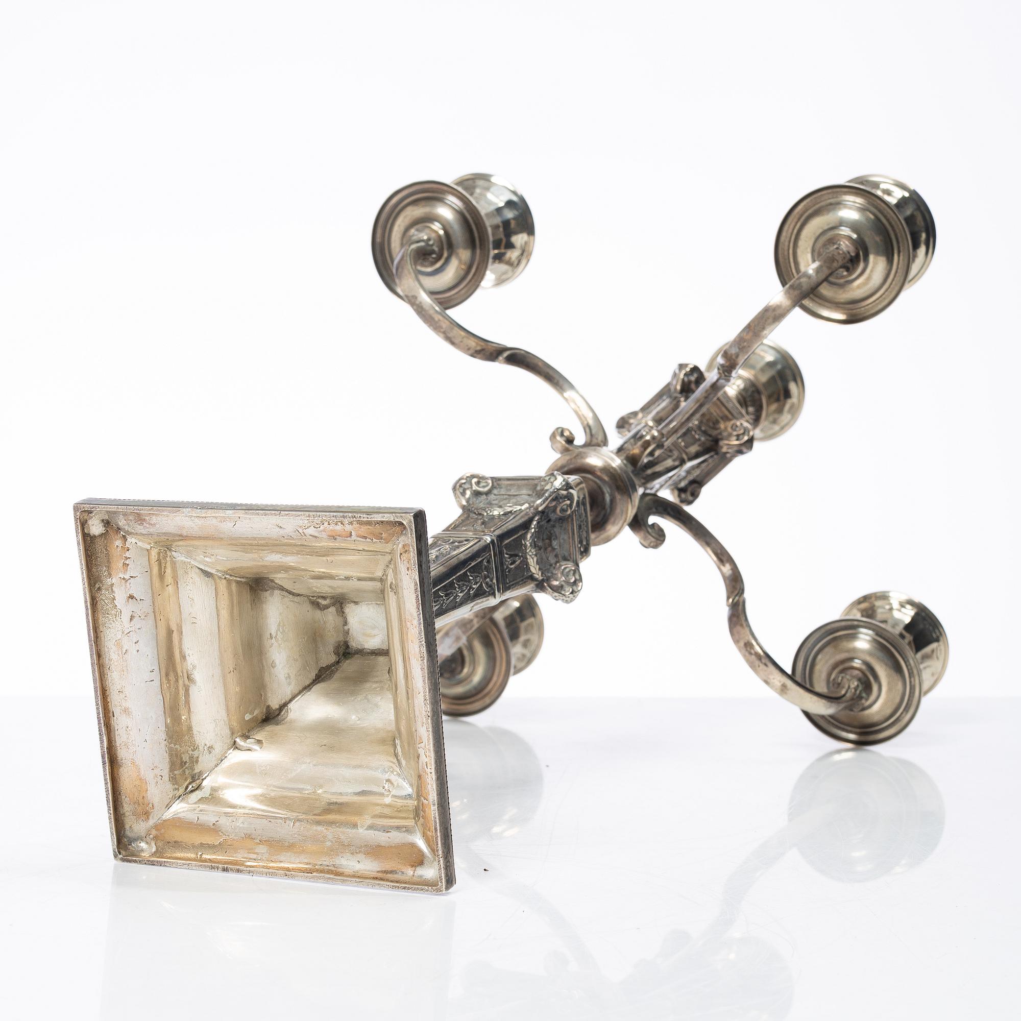 Lale Silverware & Co Ltd, kandelaber, silver, Louis XVI-stil, Istanbul, Turkiet 1900-tal.