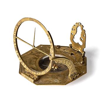 153. Solur med kompass, av Ludwig Theodor Müller (instrumentmakare i Augsburg, c. 1710-70).