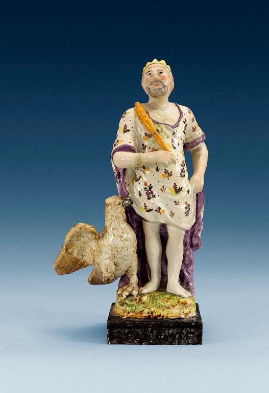 A creamware figure of Jupiter, presumably England, 18th Century.