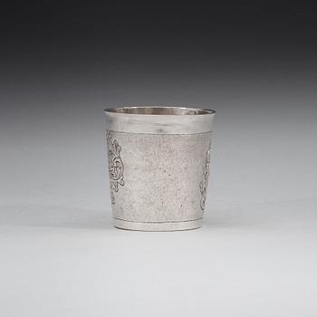 A Danish 18th century silver beaker, marks of Christian Lübecker (Flensborg 1702-1739).