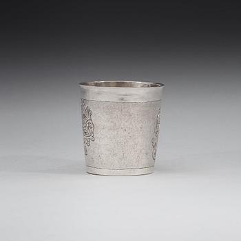 A Danish 18th century silver beaker, marks of Christian Lübecker (Flensborg 1702-1739).