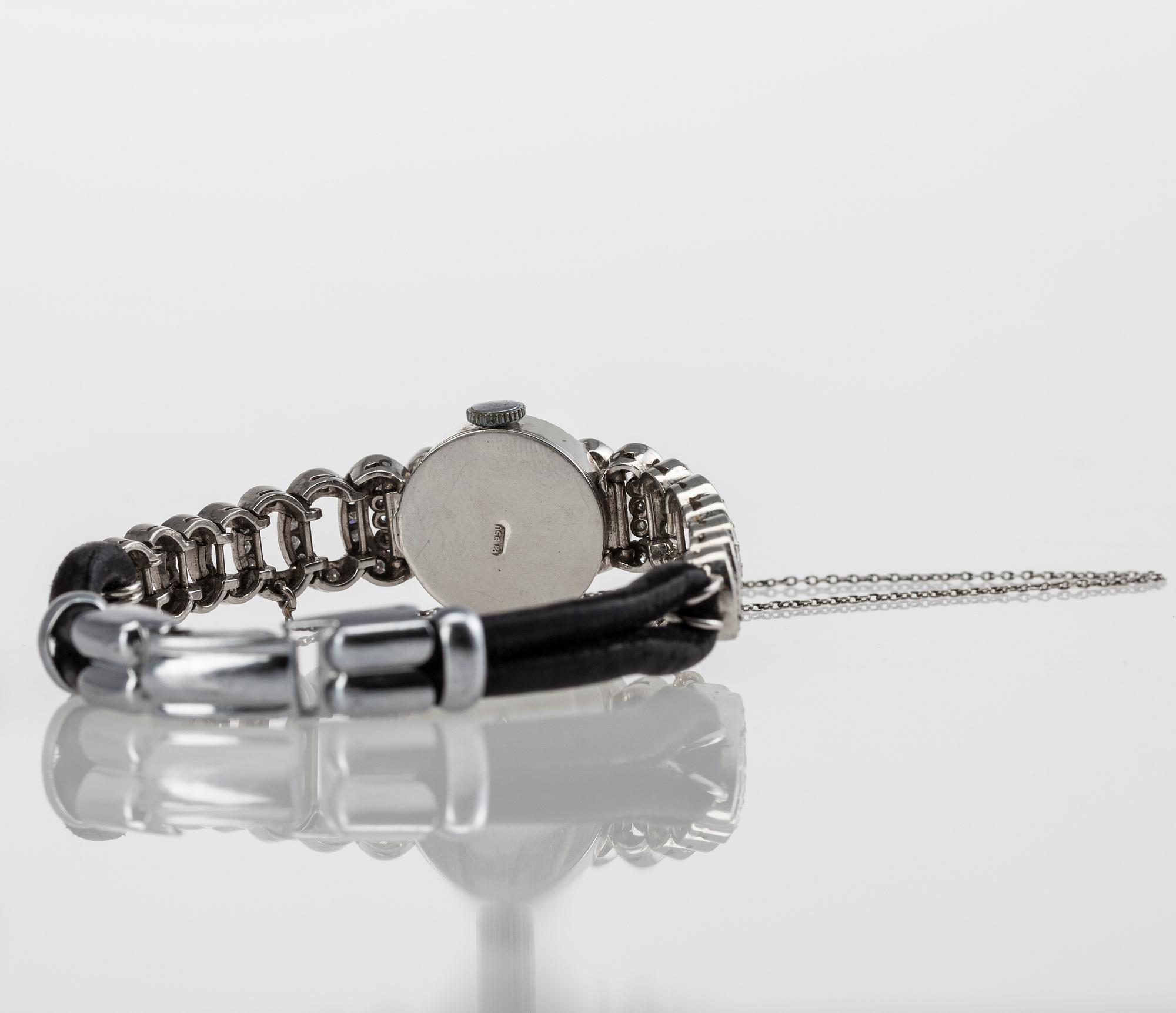 ARMBANDSUR, dam, Villereuse, platina med 8/8-slipade diamanter tot. ca 2 ct. Art Déco, 1930-tal.