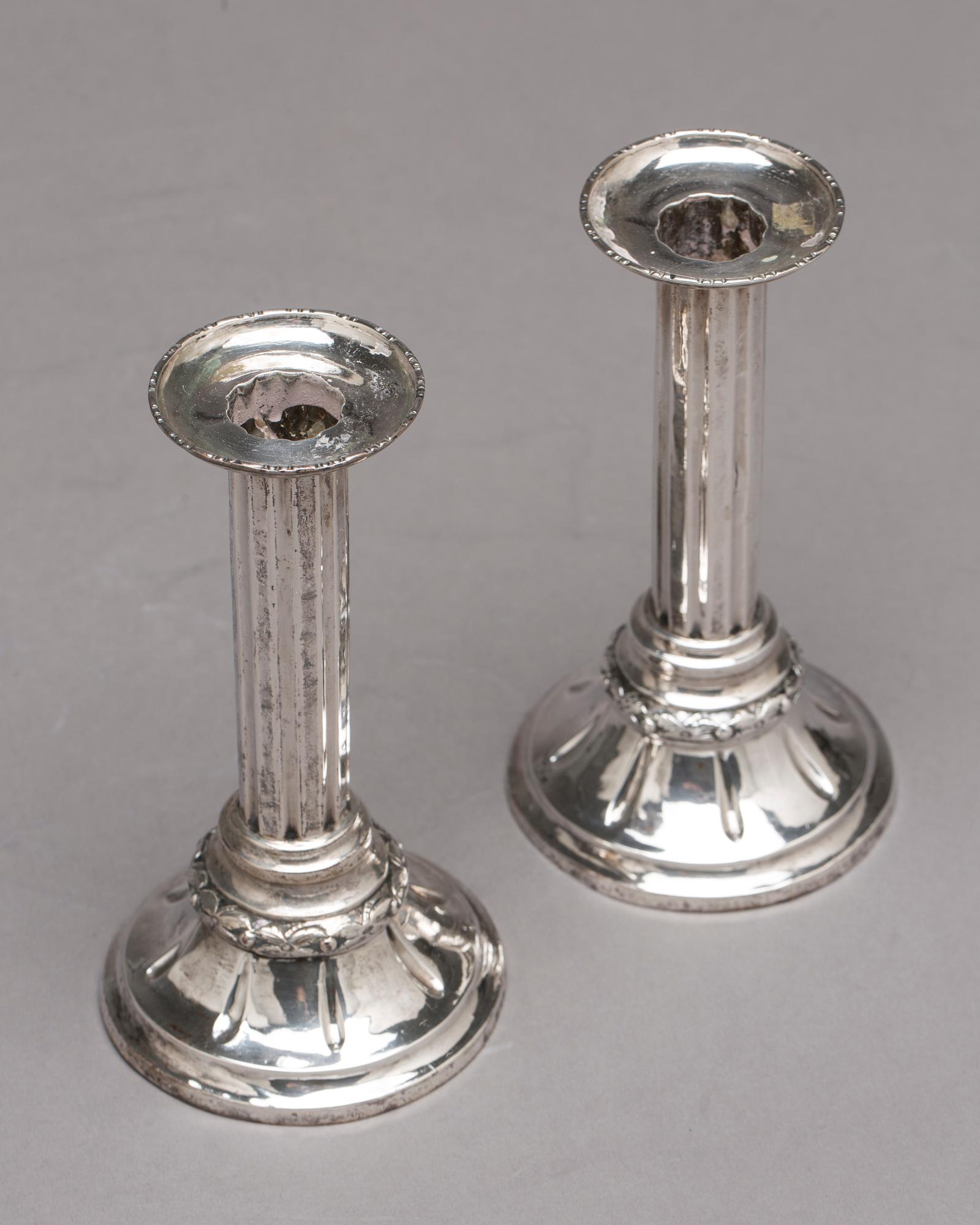 A pair of Swedish 18th century silver candlesticks, mark of Johan Bergengren, Kristianstad 1782.