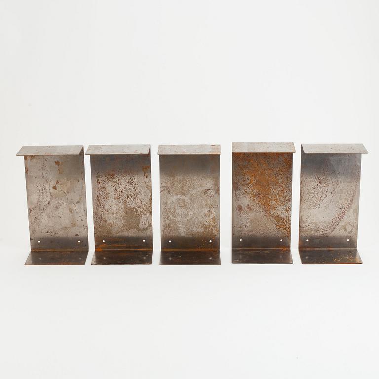 Helena Bloom, a set of five metal wall shelves, 21th century.