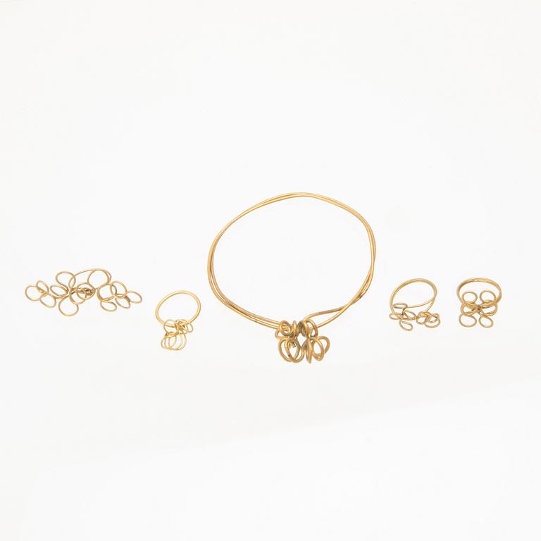 Berit Johansson, bangle and rings 4 pcs brass.