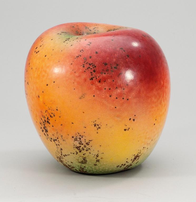 A Hans Hedberg faience apple, Biot, France.