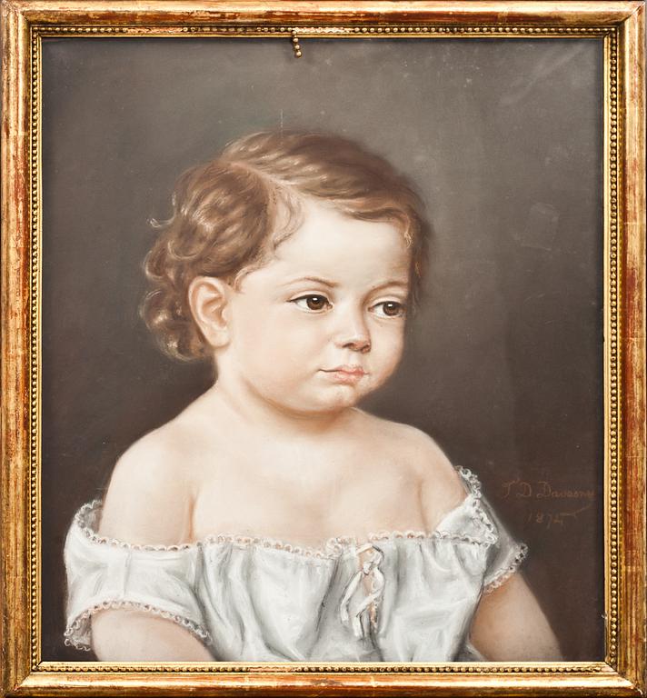 OKÄND KONSTNÄR, 2 st. Pasteller, signerad JD Doverny daterat 1874.