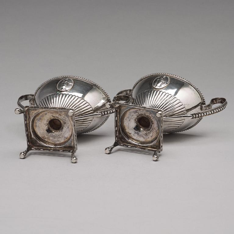 Johan Ekholm, sockerskålar, ett par, silver, Stockholm 1792. Gustavianska.