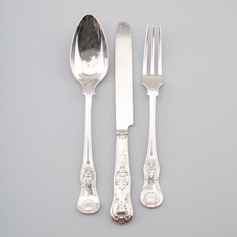 DOPSET, 3 delar, silver, Nils Julihn, Karlshamn 1850/51. Vikt ca 106 gram.