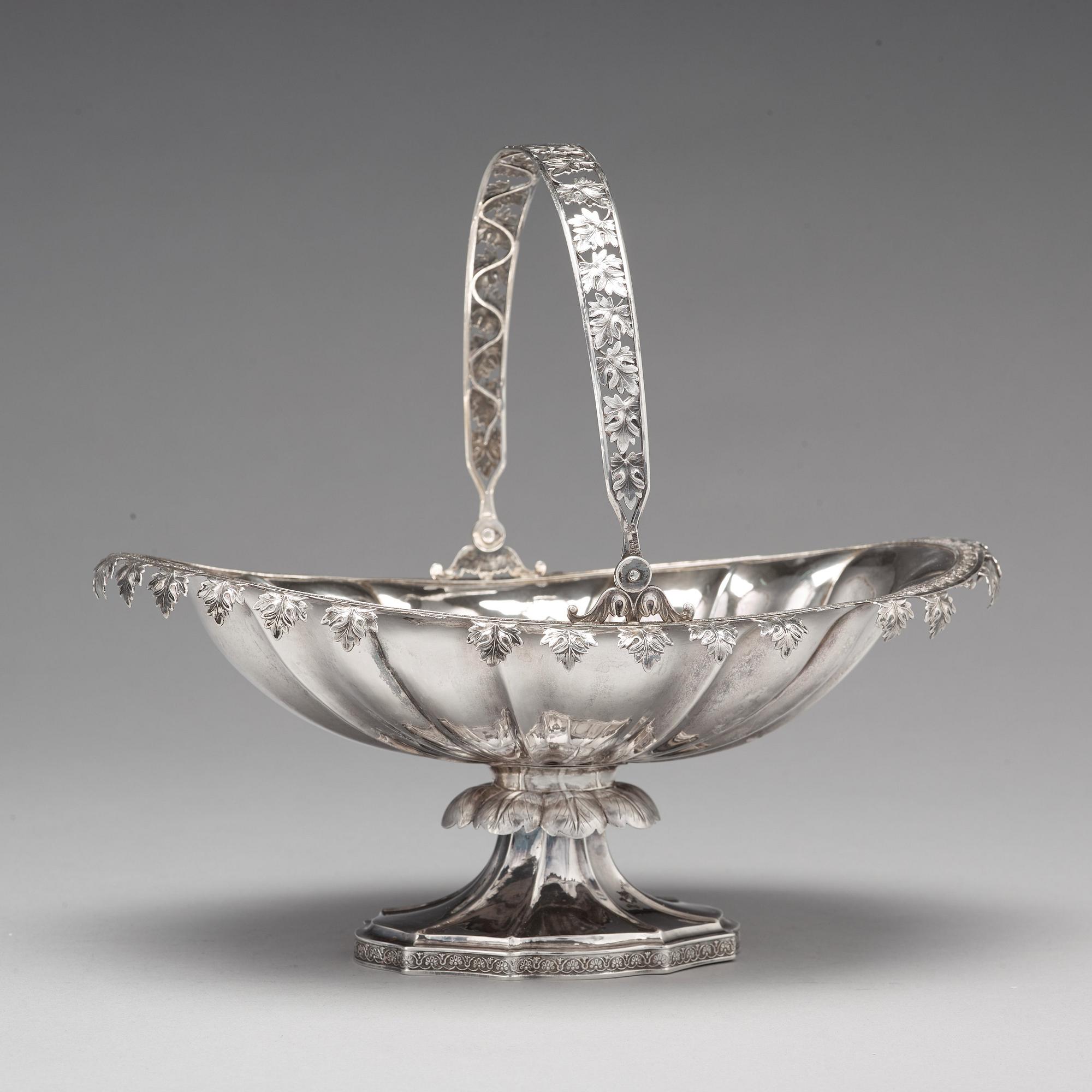 A Finnish silver bread basket marks of Olof Robert Lundgren, Åbo 1847.