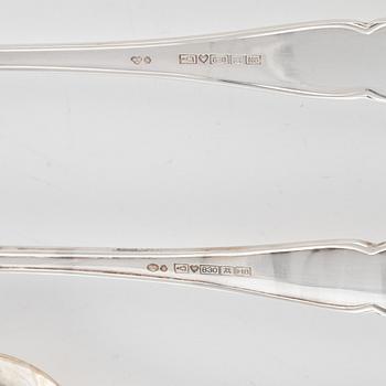 A 54-piece silver cutlery, model 'Chippendale', Auran Kultaseppä, Finland, including 1985.