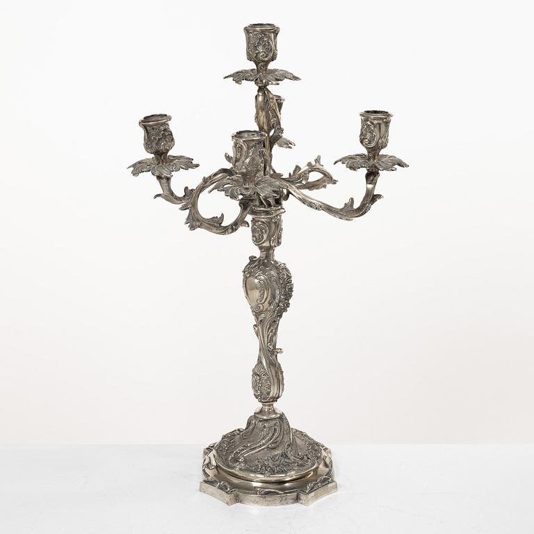 Candelabrum, silver, Rococo style, 20th century.