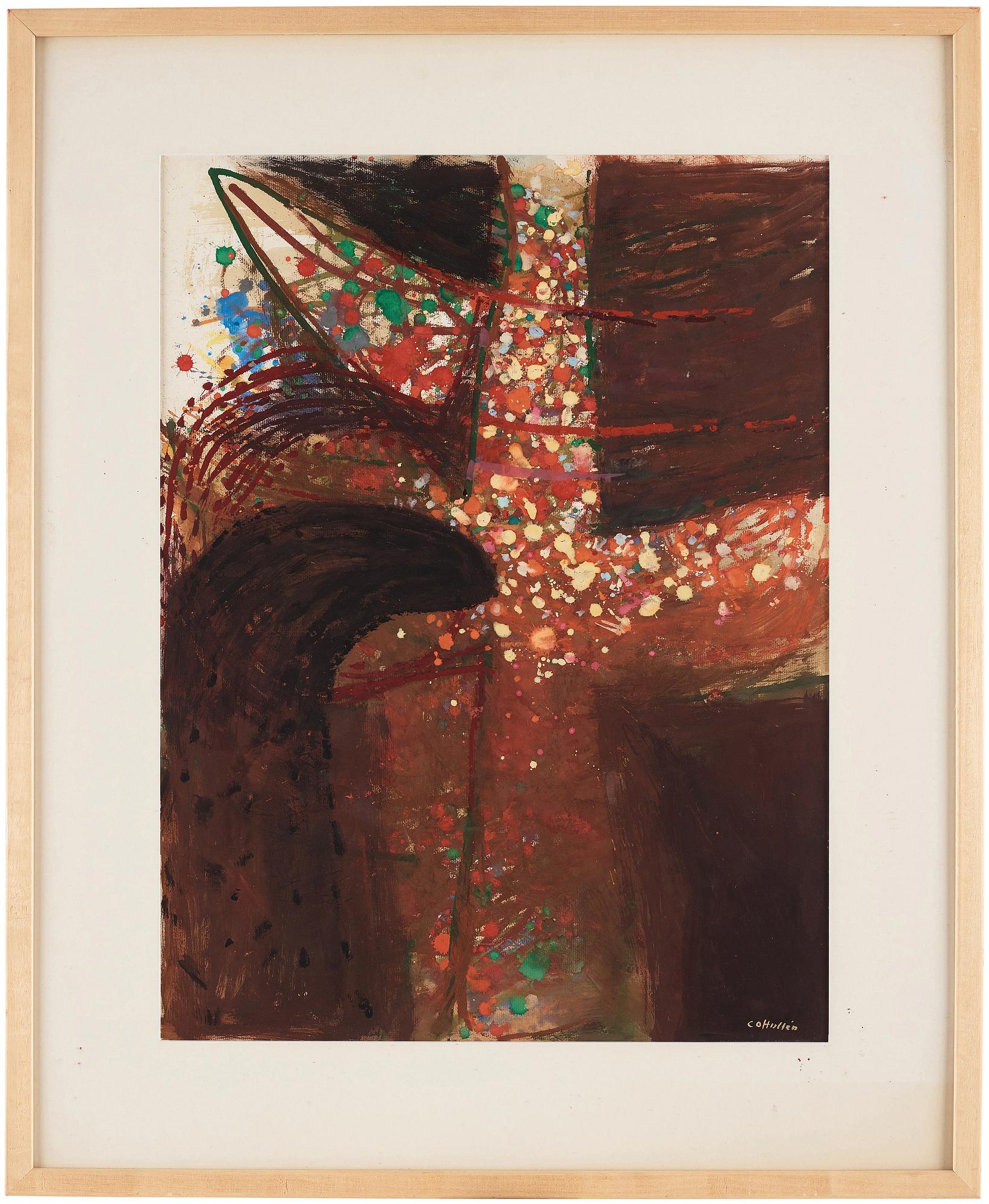 CO Hultén, gouache på papper, signerad och utförd på 1950-talet.