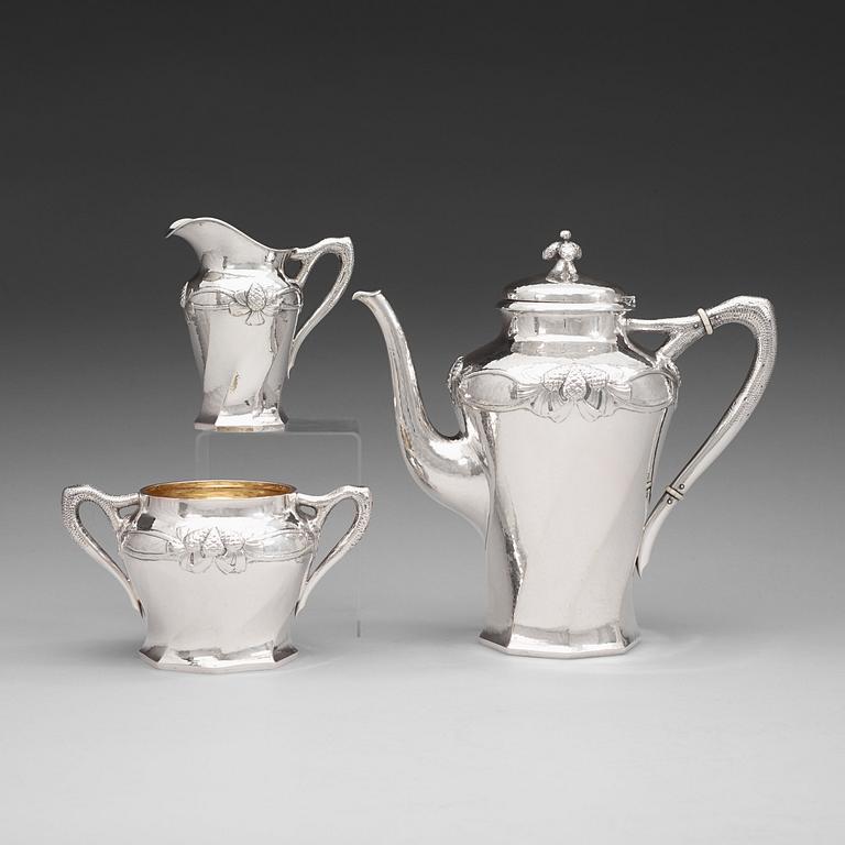C.G. HALLBERG, kaffeservis, tre delar, Stockholm 1916, jugend.
