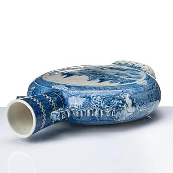 A large blue and white moonflask, Qing dynasty, 19th Century.