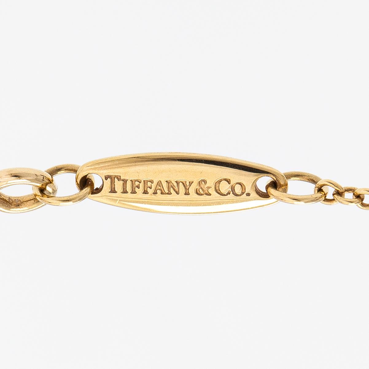 Tiffany & Co, Elsa Peretti, halsband, 18K guld och diamant ca 0.05 ct. Märkt Tiffany & co, Peretti.